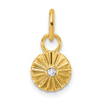 14K Polished and Grooved Diamond Circle Charm