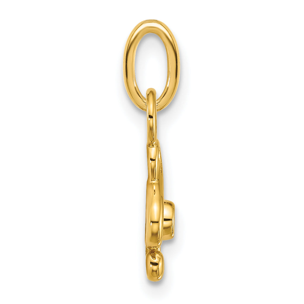 14K Polished Diamond Music Treble Clef Charm