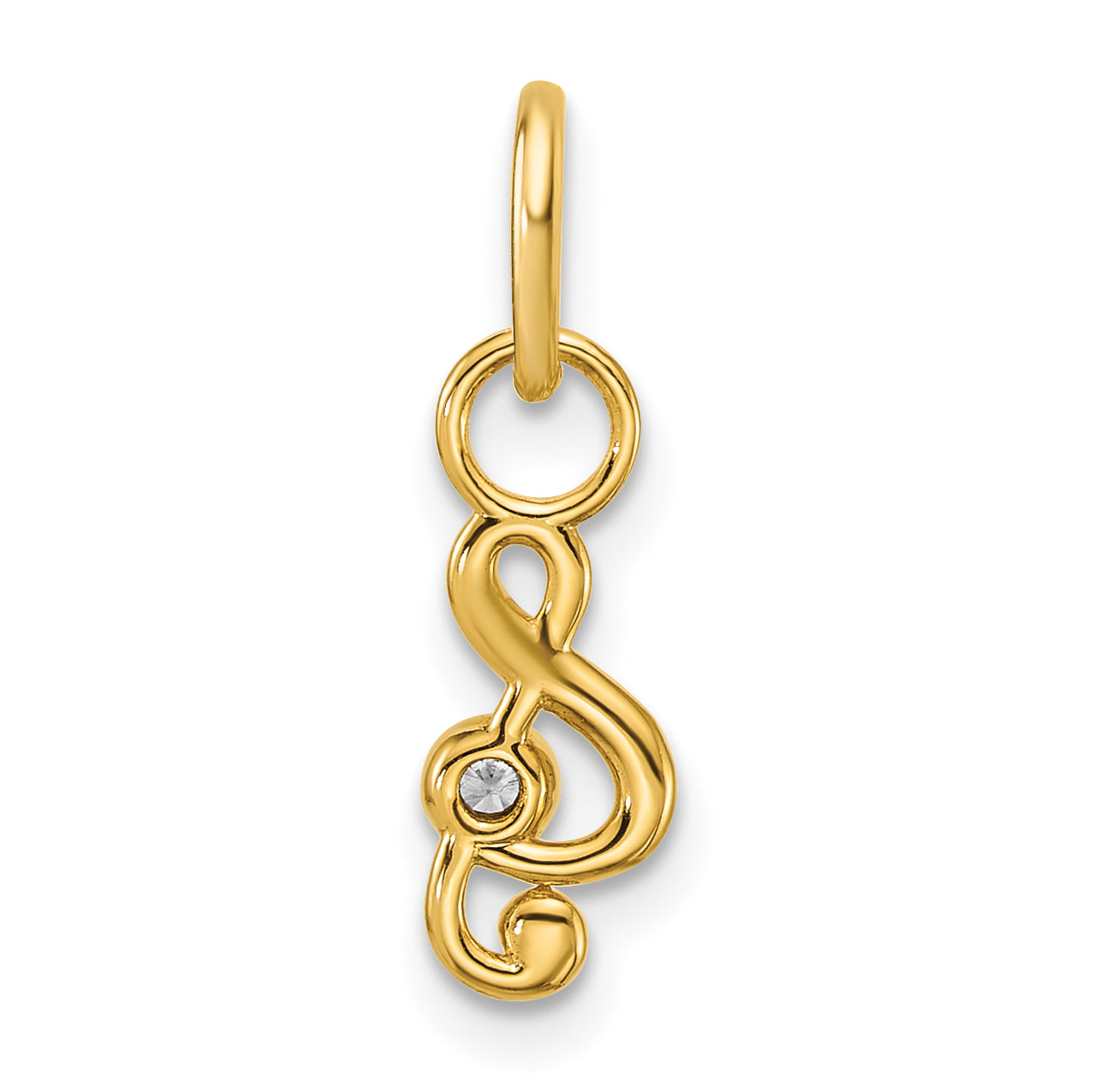 14K Polished Diamond Music Treble Clef Charm