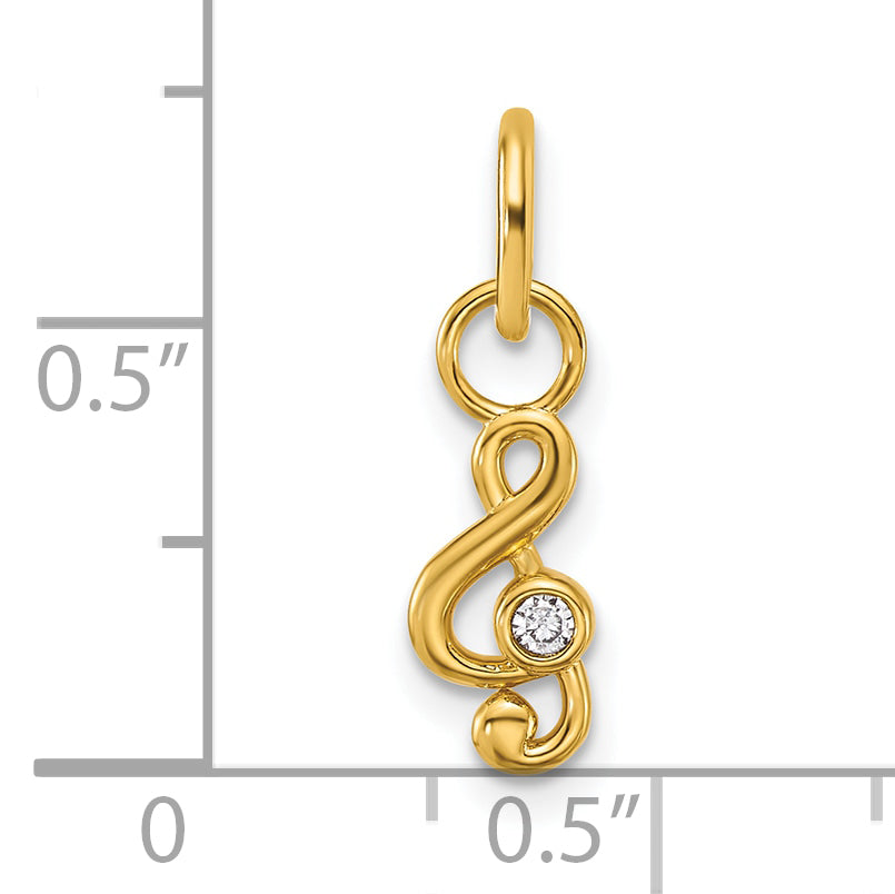 14K Polished Diamond Music Treble Clef Charm