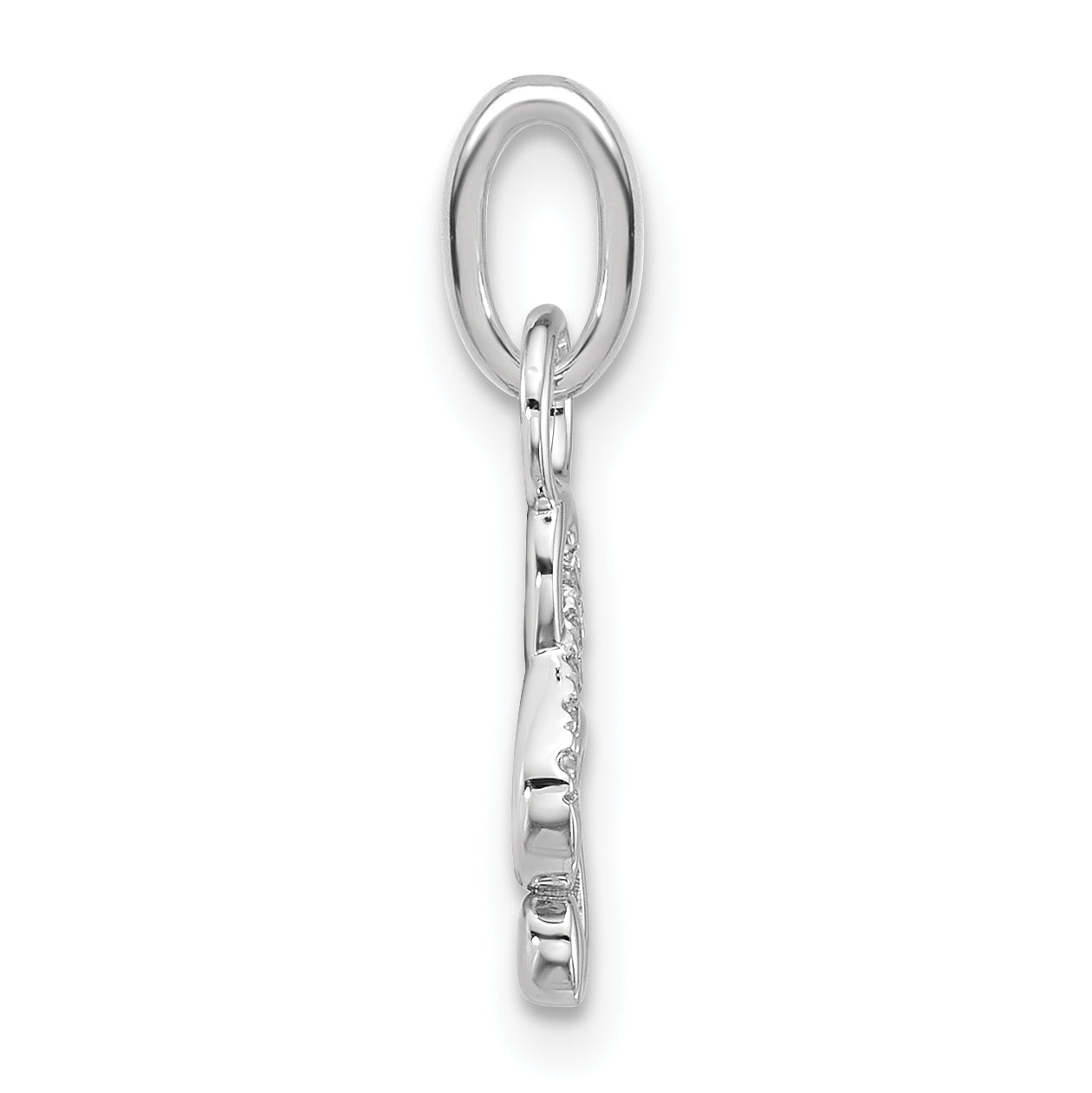 14K White Gold Polished Diamond Music Treble Clef Charm