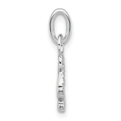 14K White Gold Polished Diamond Music Treble Clef Charm