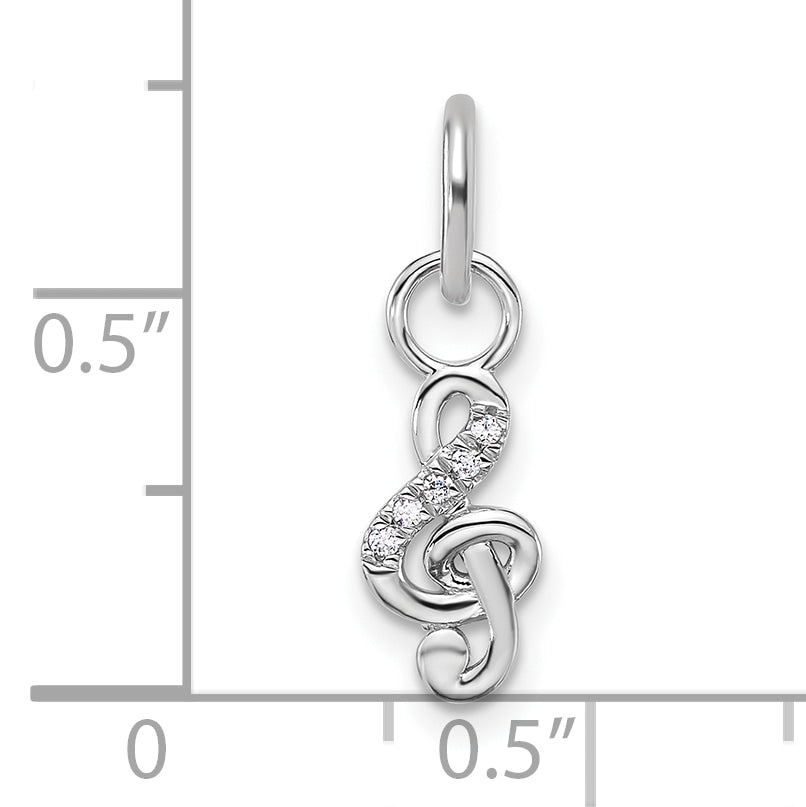 14K White Gold Polished Diamond Music Treble Clef Charm