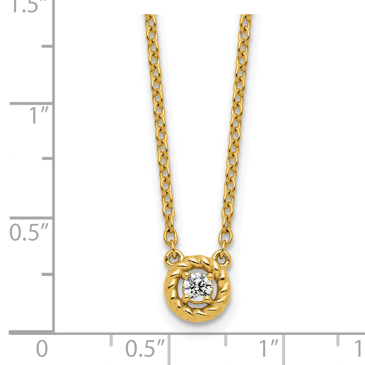 14K Polished and Twisted 1/10 carat Diamond 18 inch Necklace
