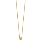 14K Polished and Hammered 1/20 carat Diamond Disk 18 inch Necklace