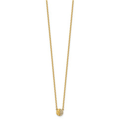 14K Polished and Hammered 1/20 carat Diamond Disk 18 inch Necklace