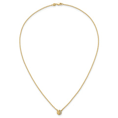 14K Polished and Hammered 1/20 carat Diamond Disk 18 inch Necklace