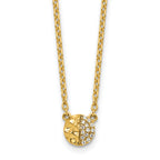 14K Polished and Hammered 1/20 carat Diamond Disk 18 inch Necklace