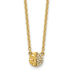 14K Polished and Hammered 1/20 carat Diamond Disk 18 inch Necklace