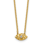 14K Polished and Hammered 1/20 carat Diamond Evil Eye 18 inch Necklace