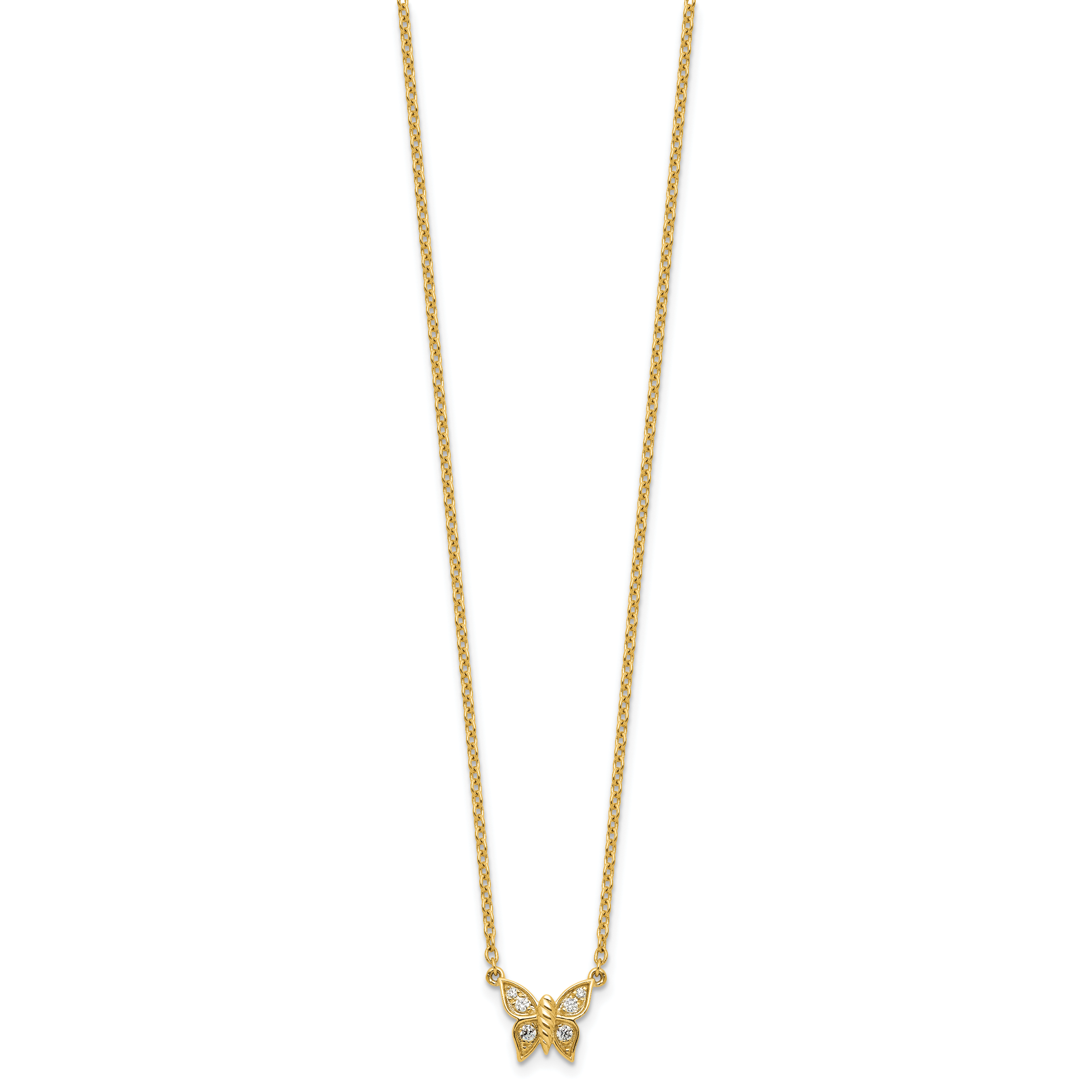 14K Polished 1/10 carat Diamond Butterfly 18 inch Necklace Secondary image