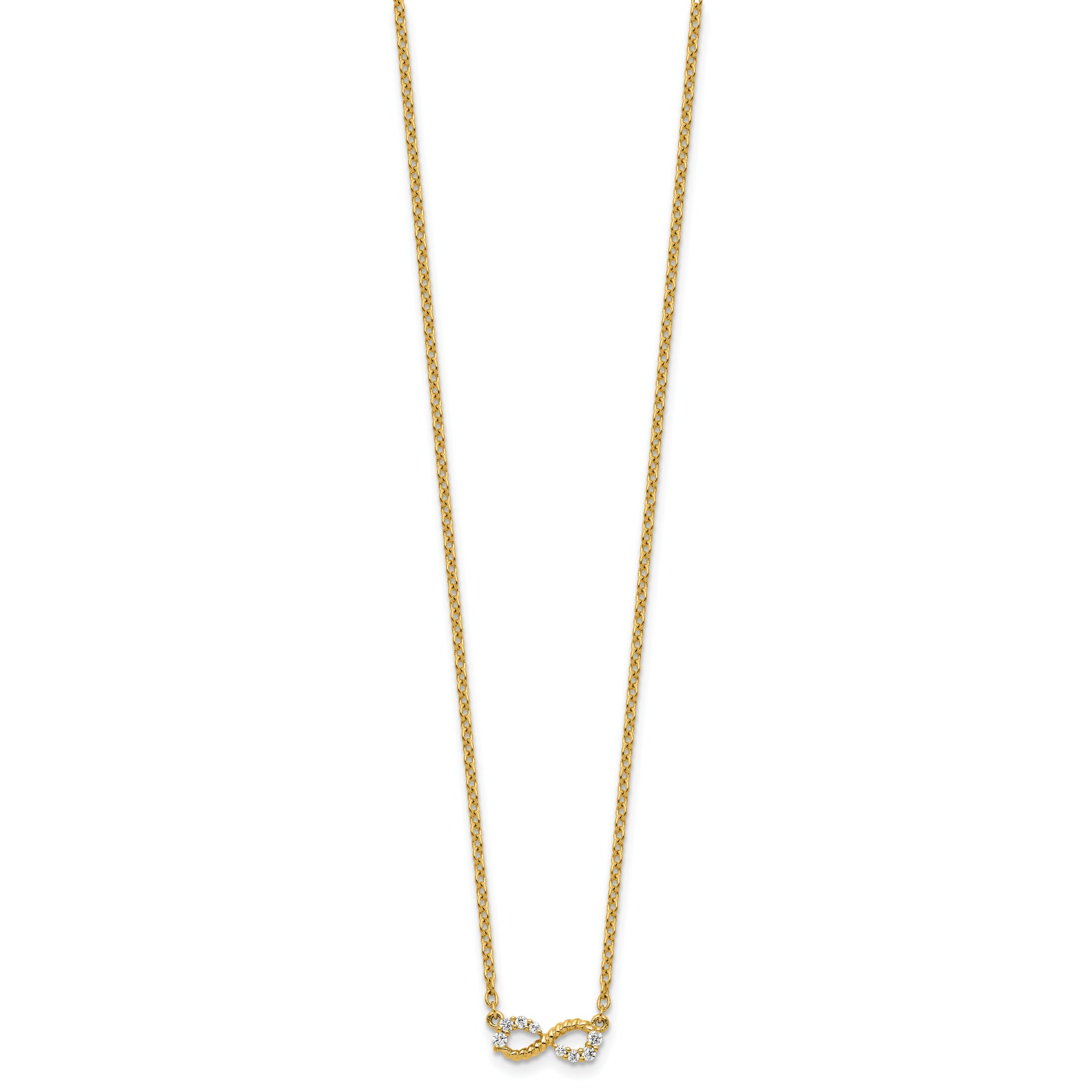 14K Polished and Beaded 1/8 carat Diamond Infinity Symbol 18 inch Necklace