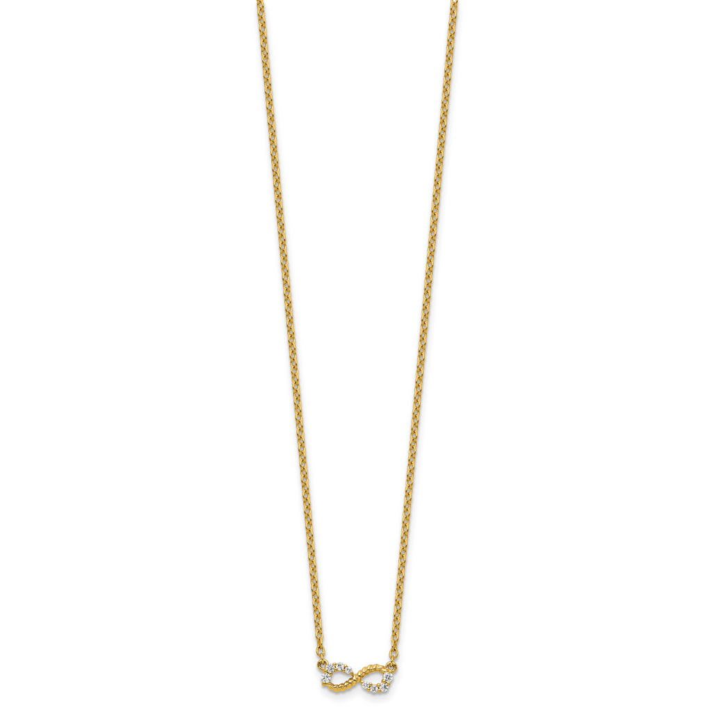 14K Polished and Beaded 1/8 carat Diamond Infinity Symbol 18 inch Necklace