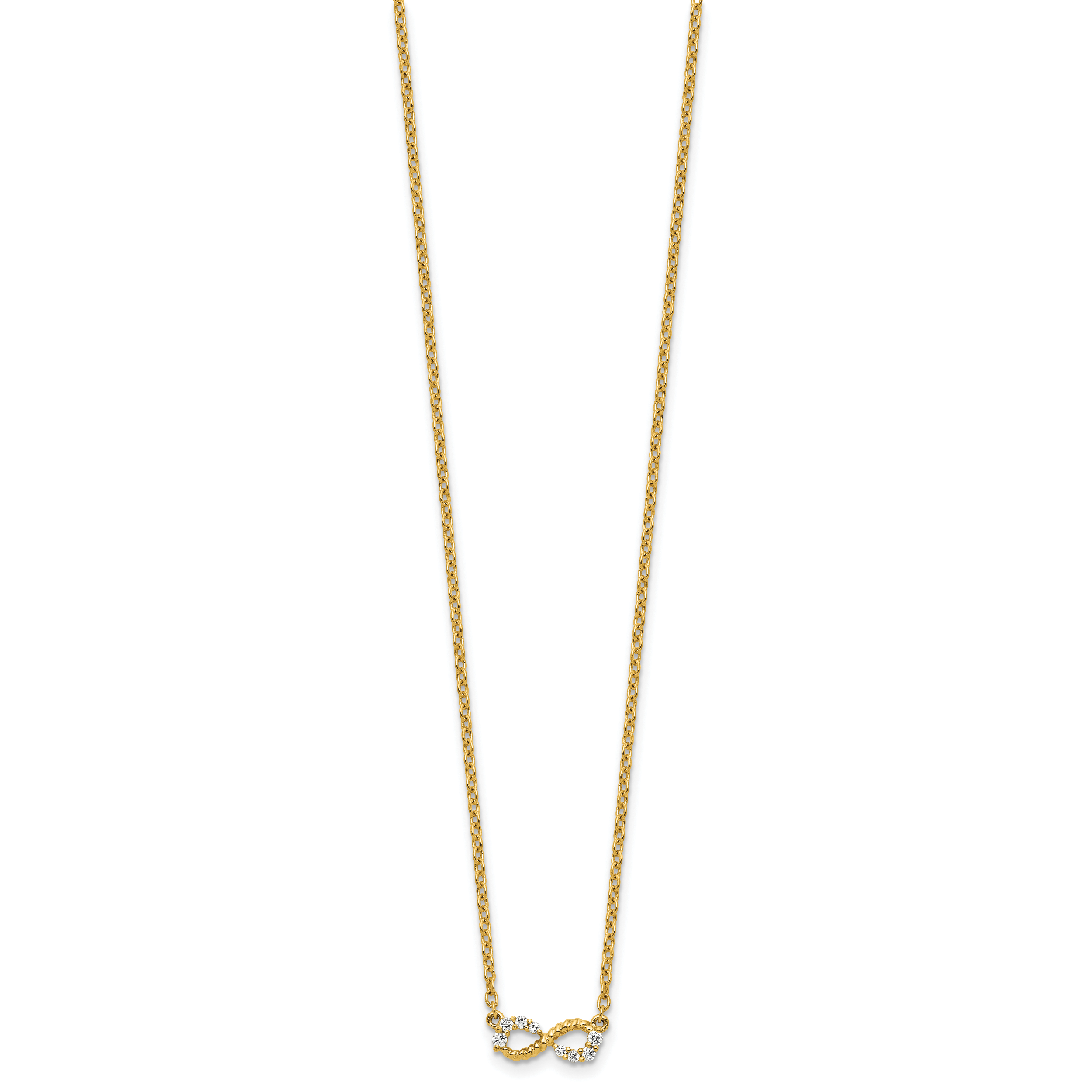 14K Polished and Beaded 1/8 carat Diamond Infinity Symbol 18 inch Necklace