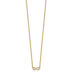 14K Polished and Beaded 1/8 carat Diamond Infinity Symbol 18 inch Necklace