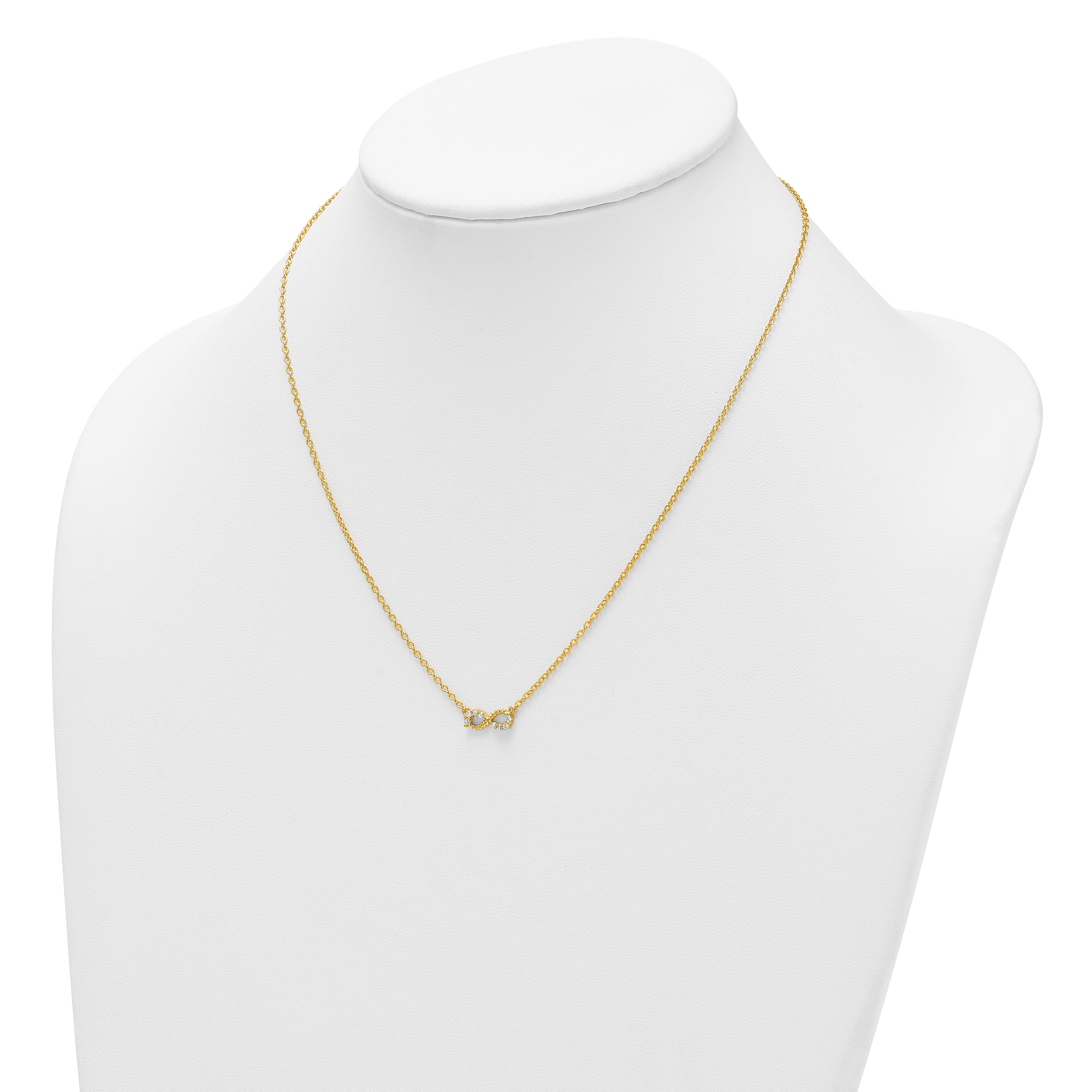 14K Polished and Beaded 1/8 carat Diamond Infinity Symbol 18 inch Necklace