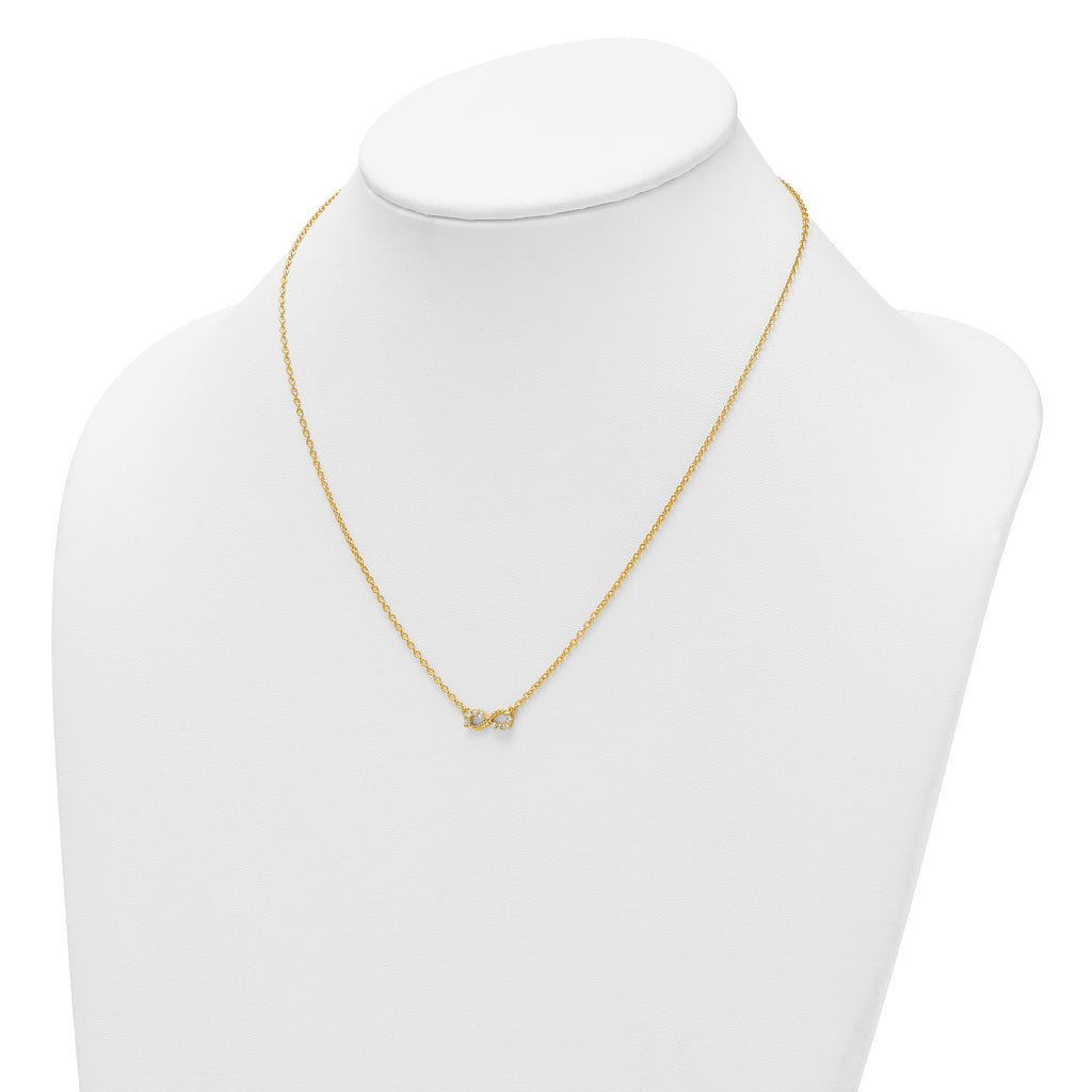 14K Polished and Beaded 1/8 carat Diamond Infinity Symbol 18 inch Necklace