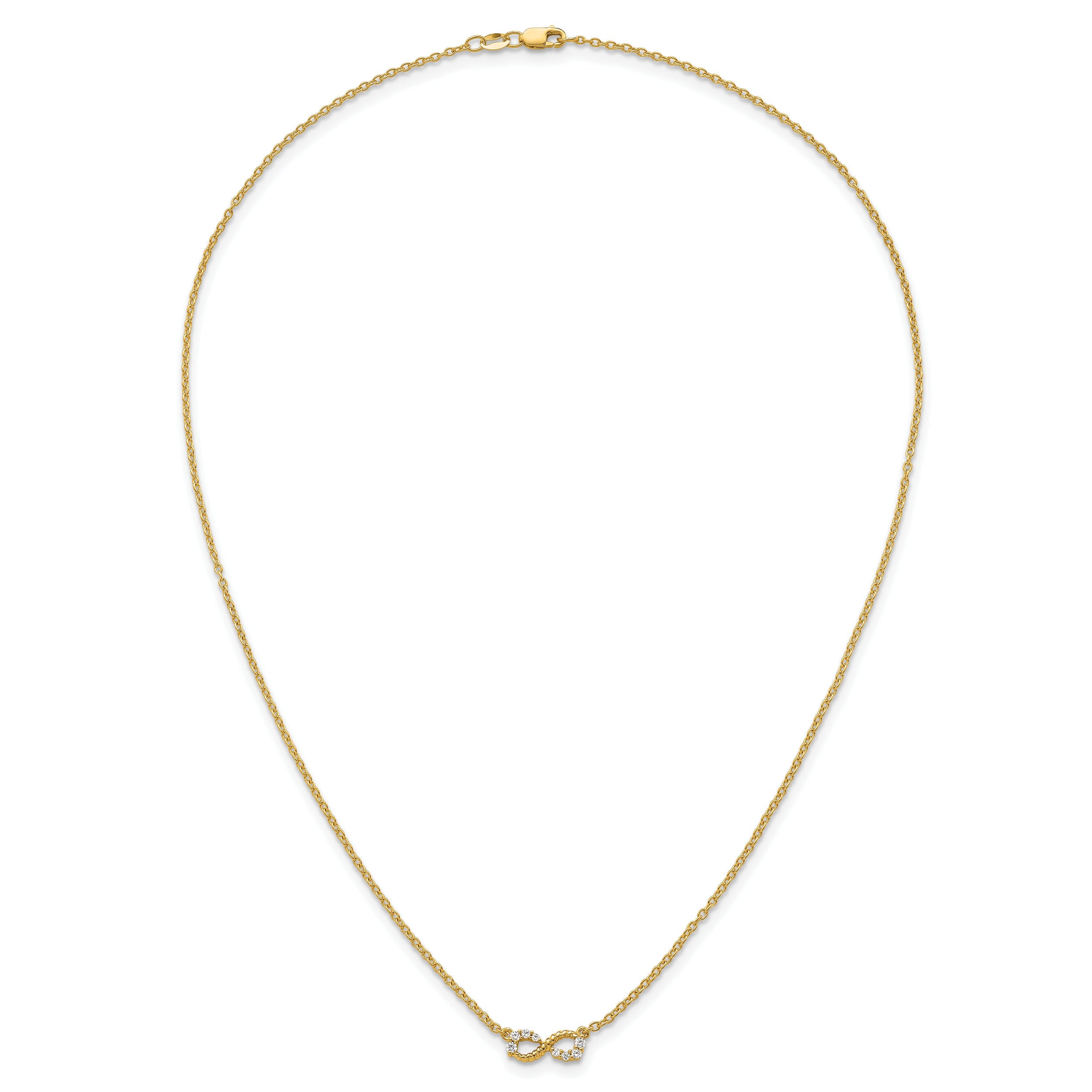 14K Polished and Beaded 1/8 carat Diamond Infinity Symbol 18 inch Necklace