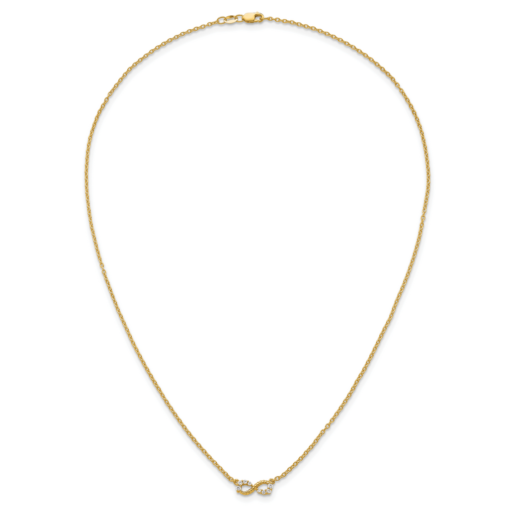 14K Polished and Beaded 1/8 carat Diamond Infinity Symbol 18 inch Necklace
