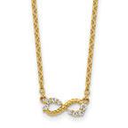 14K Polished and Beaded 1/8 carat Diamond Infinity Symbol 18 inch Necklace