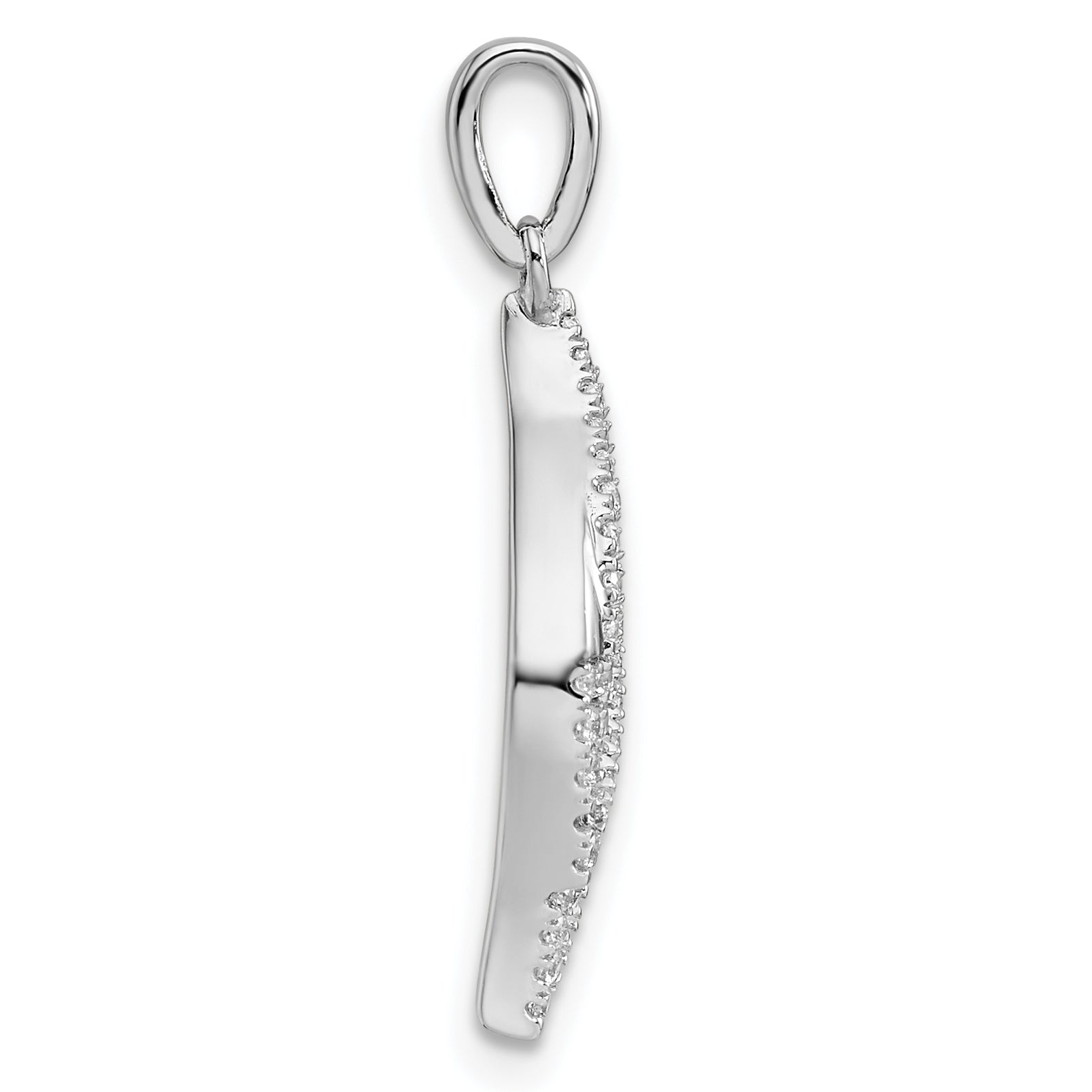 14K White Gold Polished 3/8 carat Diamond Fancy Leaf Pendant