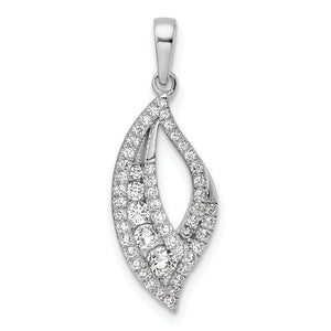 Diamond Leaf Pendant in 14K White Gold, 21mm (3/8 ct. tw.) - Sophia Jewelers