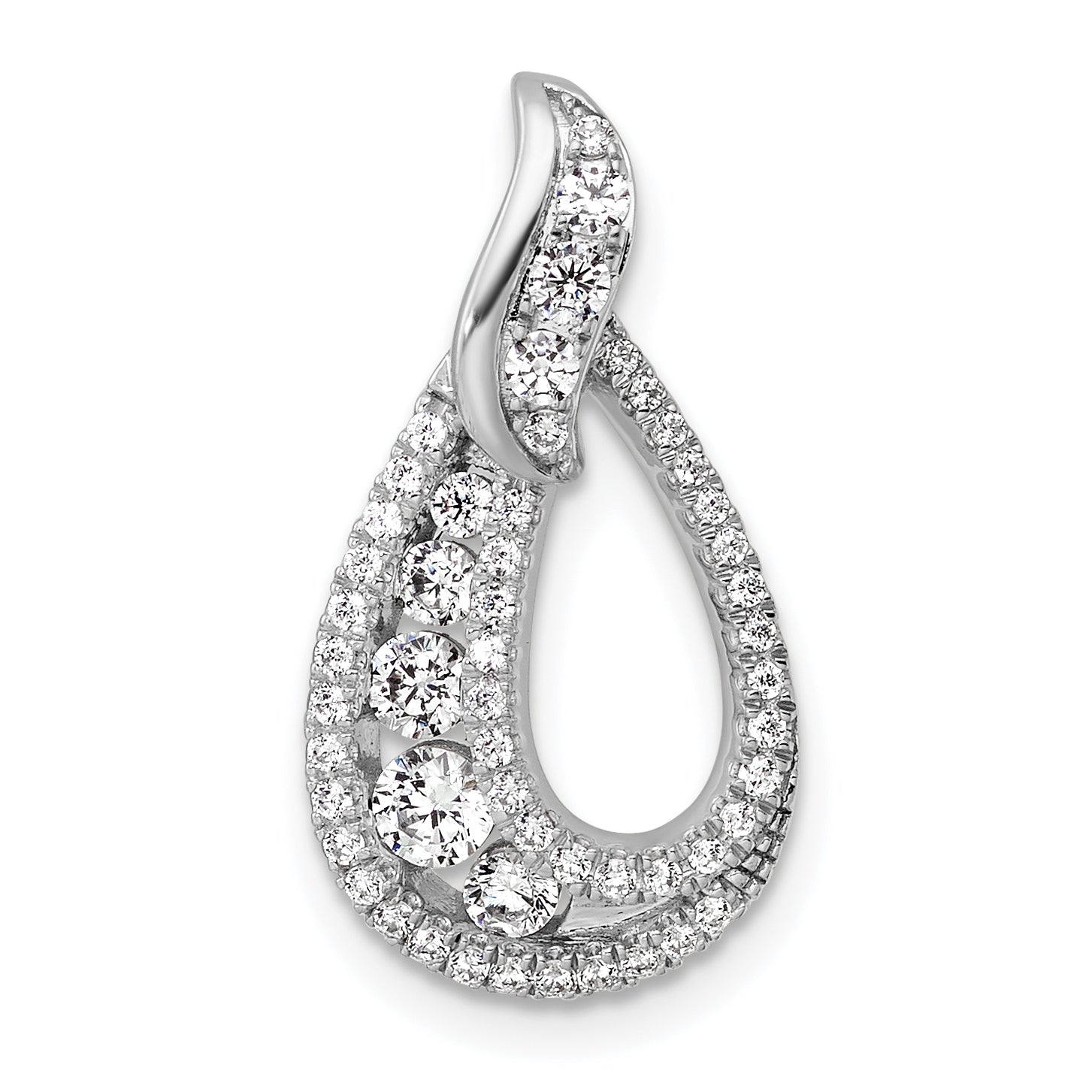 14K White Gold Polished 5/8 carat Diamond Teardrop Chain Slide Main image
