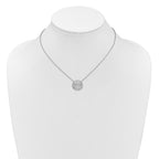 14K White Gold Polished 1/6 carat Diamond Circle with Waves 18 inch Necklace