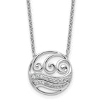 14K White Gold Polished 1/6 carat Diamond Circle with Waves 18 inch Necklace