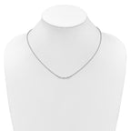 14K White Gold Polished 1/20 carat Diamond Curved Bar 18 inch Necklace