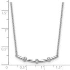 14K White Gold Polished 1/20 carat Diamond Curved Bar 18 inch Necklace