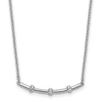 14K White Gold Polished 1/20 carat Diamond Curved Bar 18 inch Necklace