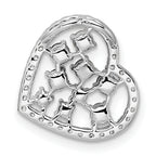 14K White Gold Polished Diamond and Pink Tourmaline Heart Chain Slide