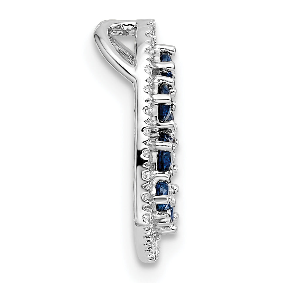 14K White Gold Polished Diamond and Sapphire Heart Chain Slide Secondary image
