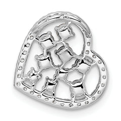 14K White Gold Polished Diamond and Sapphire Heart Chain Slide