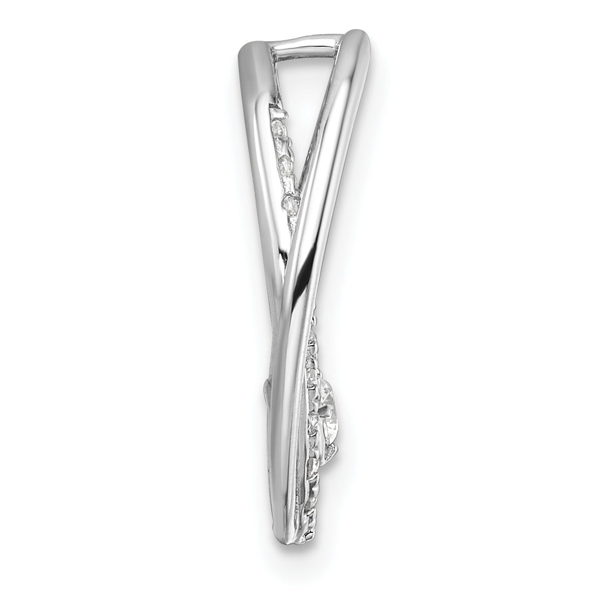 14K White Gold Polished 1/3 carat Diamond Double Oval Chain Slide Secondary image