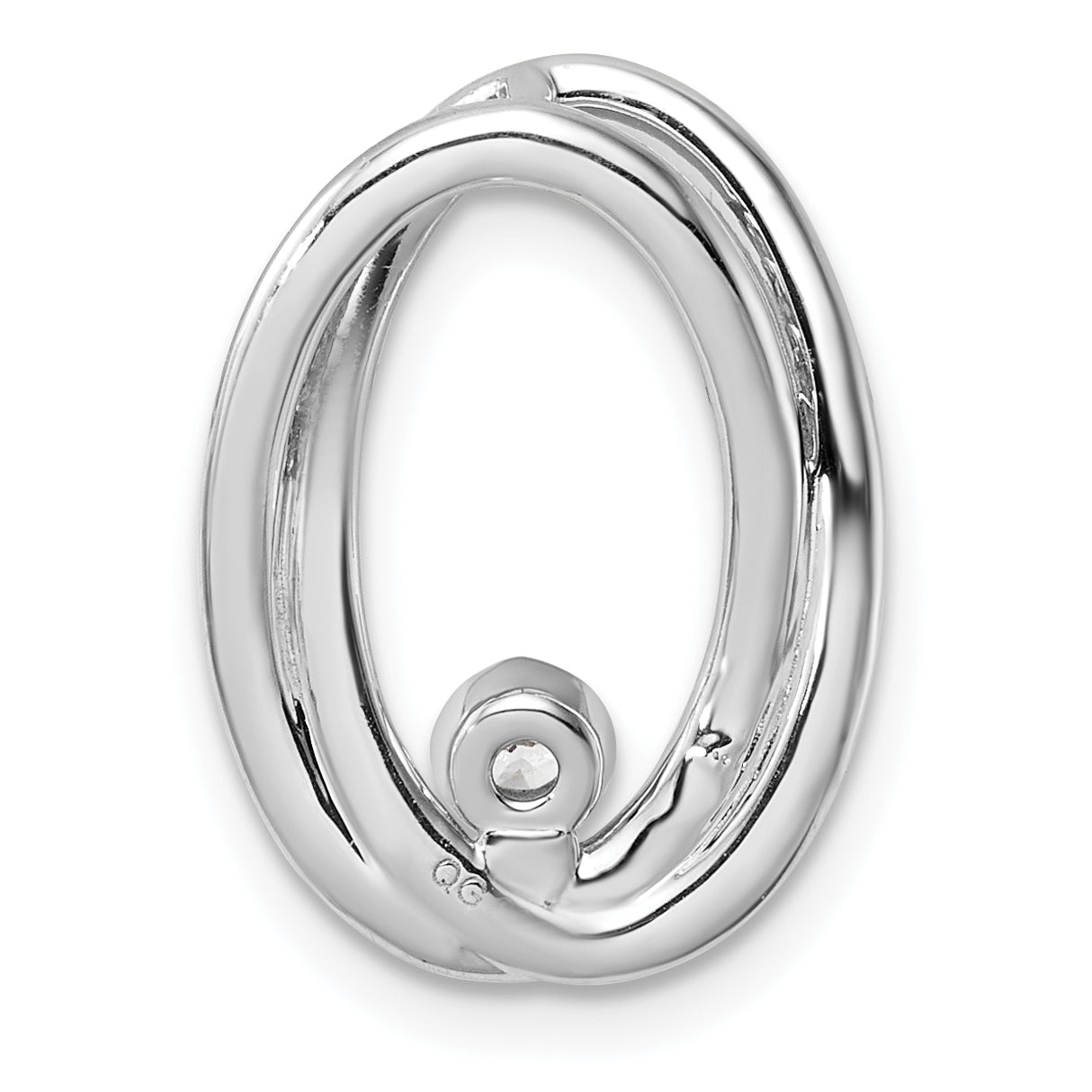 14K White Gold Polished 1/3 carat Diamond Double Oval Chain Slide