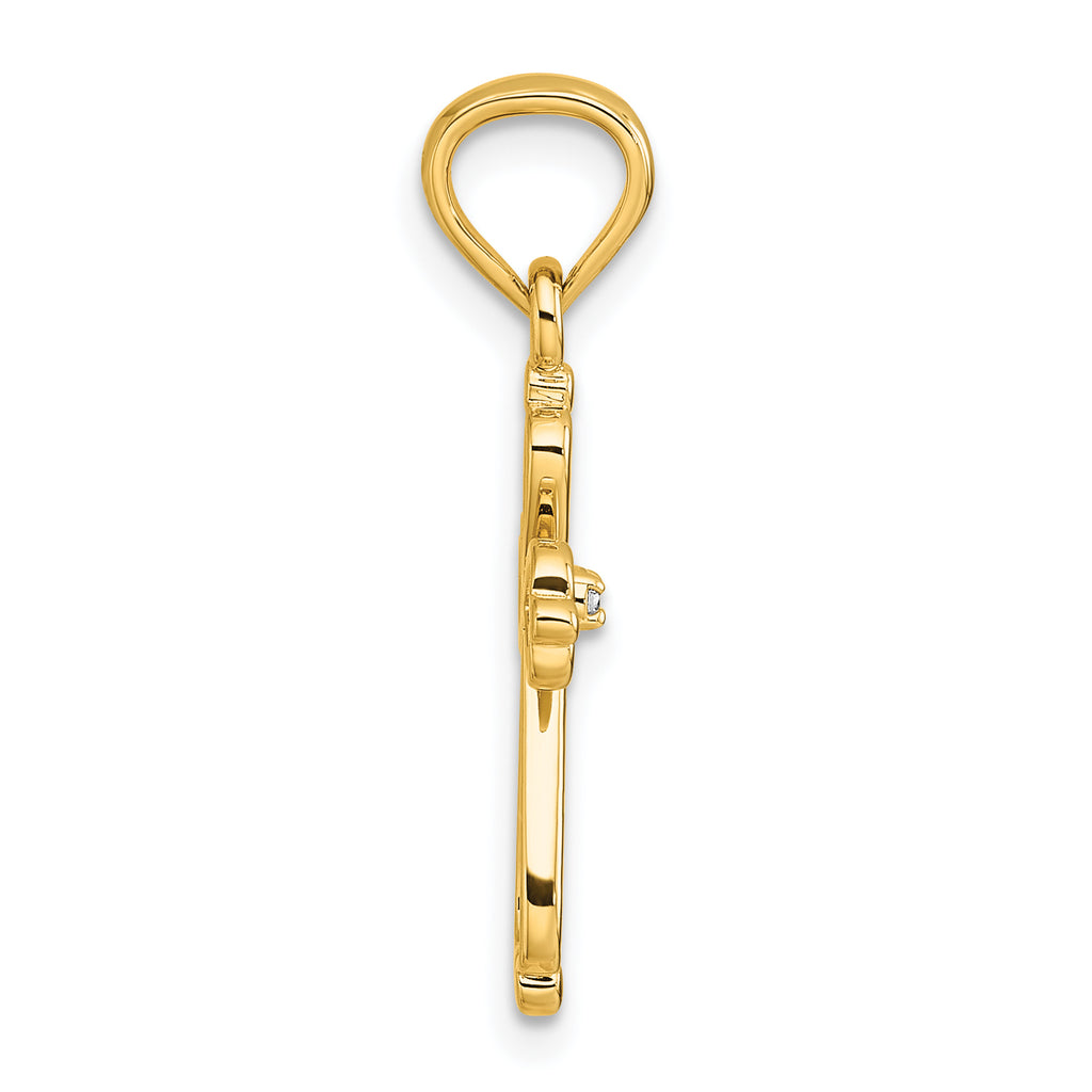 14k Diamond Accented Cross Pendant