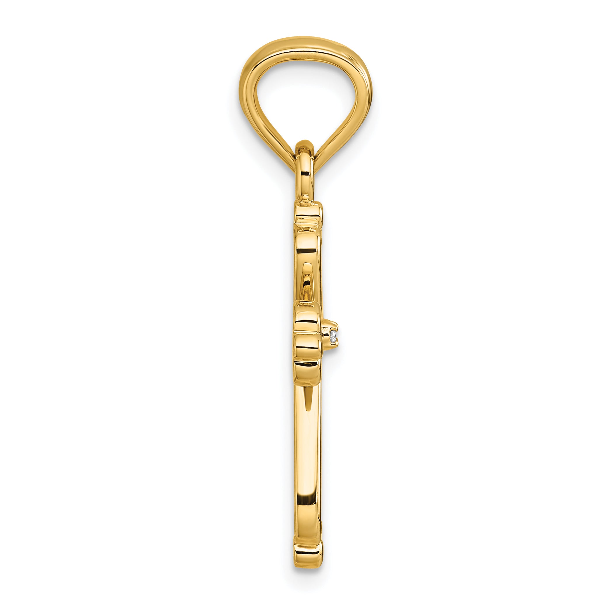 14k Diamond Accented Cross Pendant