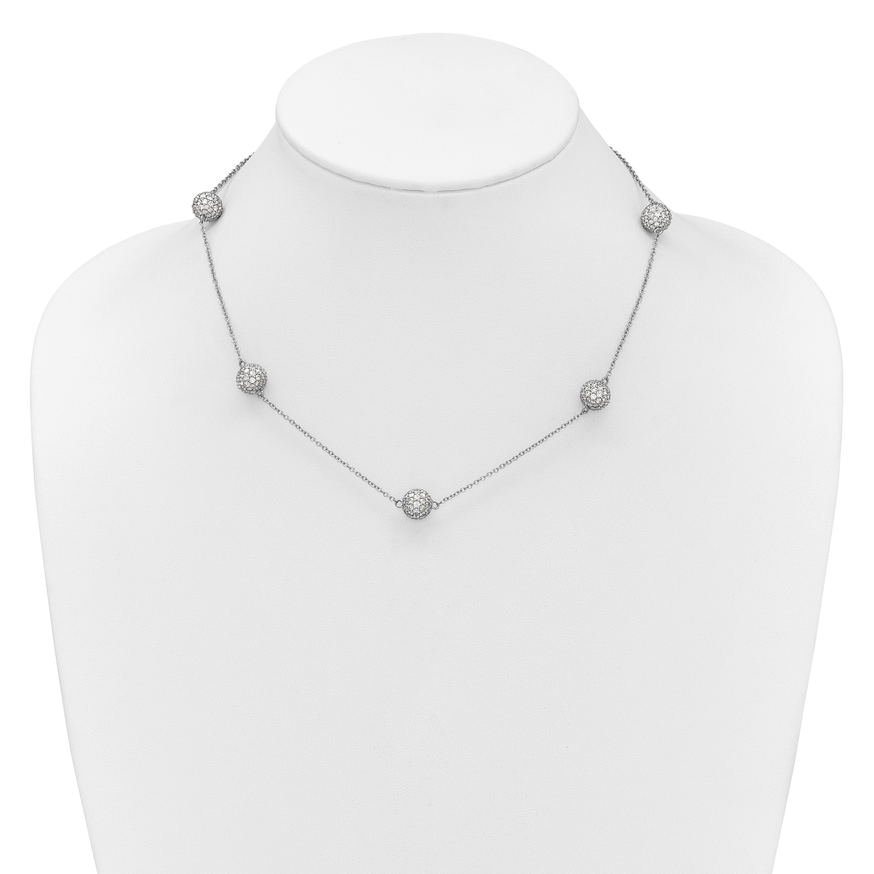 14k White Gold 6 3/4 carat Lab Grown Diamond VS/SI+ G+ Complete 18 inch 8mm Sphere Necklace