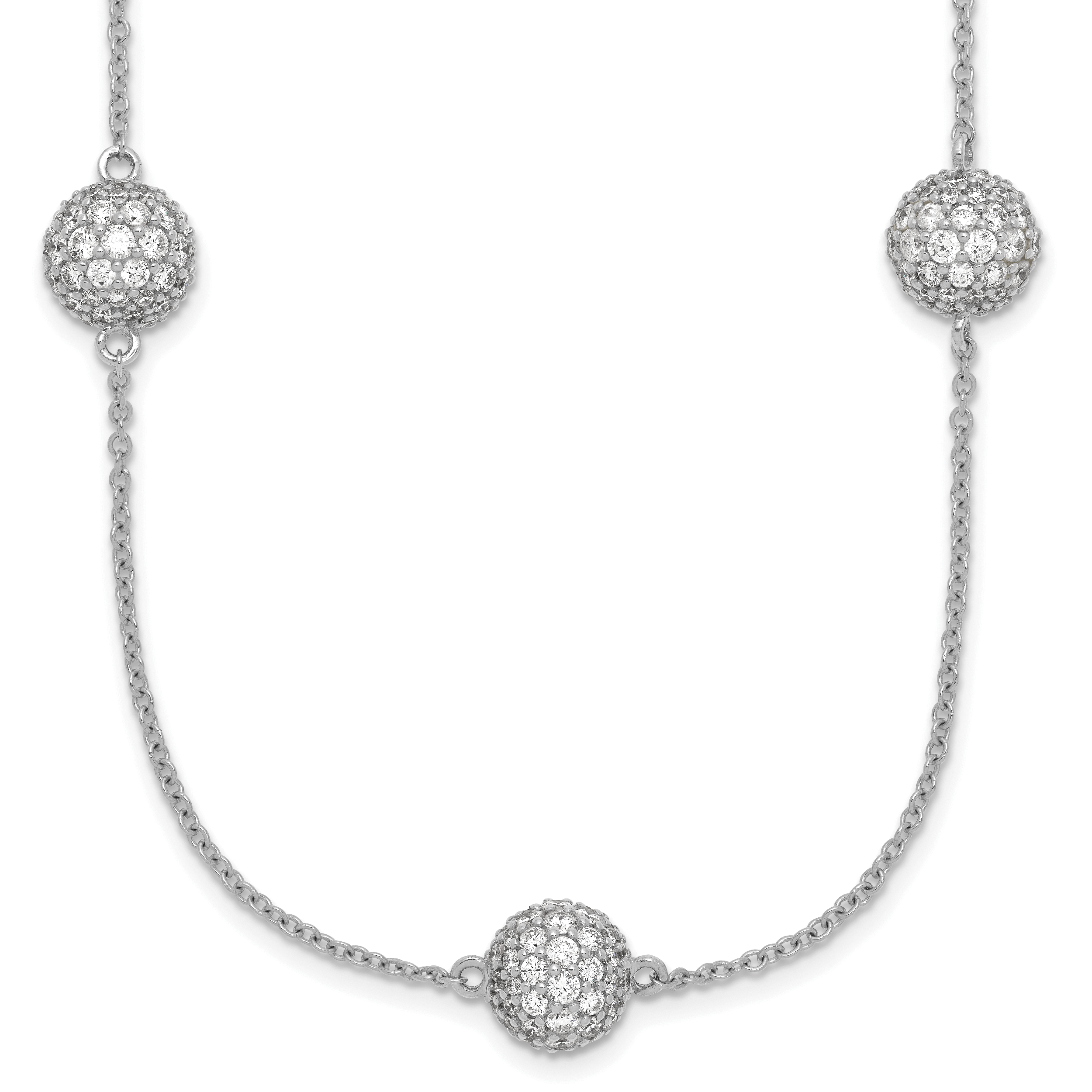 14k White Gold 6 3/4 carat Lab Grown Diamond VS/SI+ G+ Complete 18 inch 8mm Sphere Necklace Main image