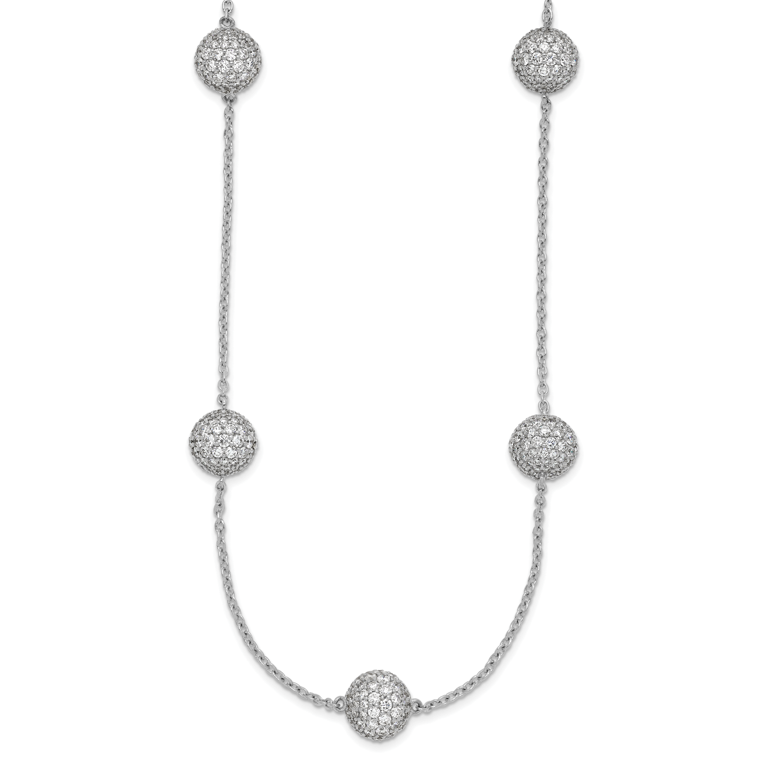 14k White Gold 10 5/8 carat Lab Grown Diamond VS/SI+ G+ Complete 18 inch 10mm Sphere Necklace Secondary image