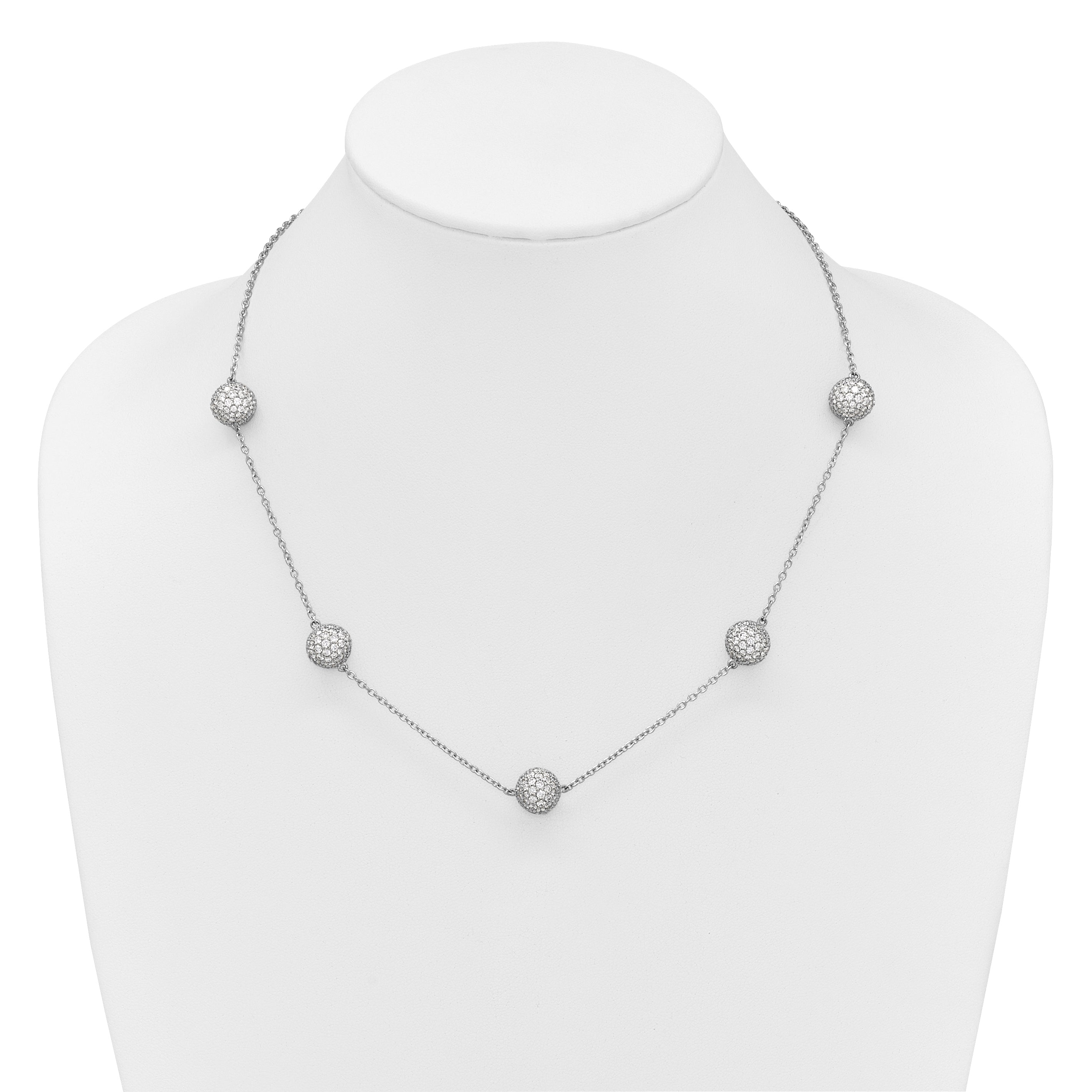 14k White Gold 10 5/8 carat Lab Grown Diamond VS/SI+ G+ Complete 18 inch 10mm Sphere Necklace