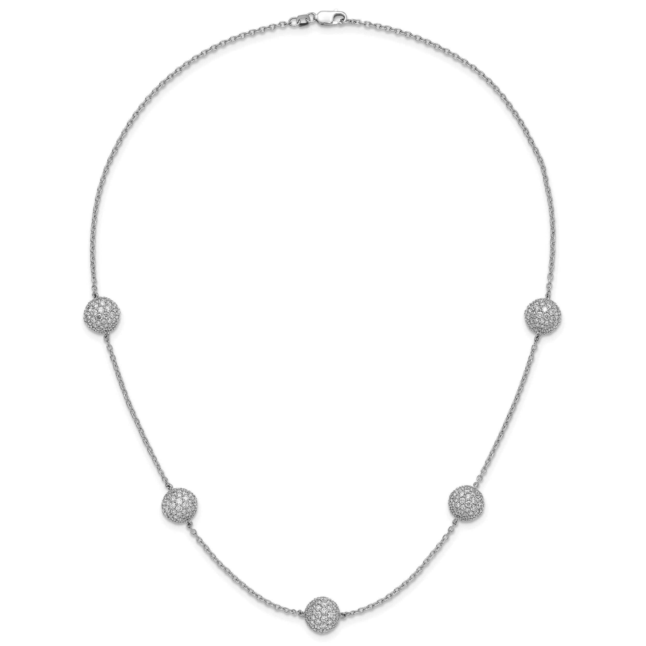 14k White Gold 10 5/8 carat Lab Grown Diamond VS/SI+ G+ Complete 18 inch 10mm Sphere Necklace