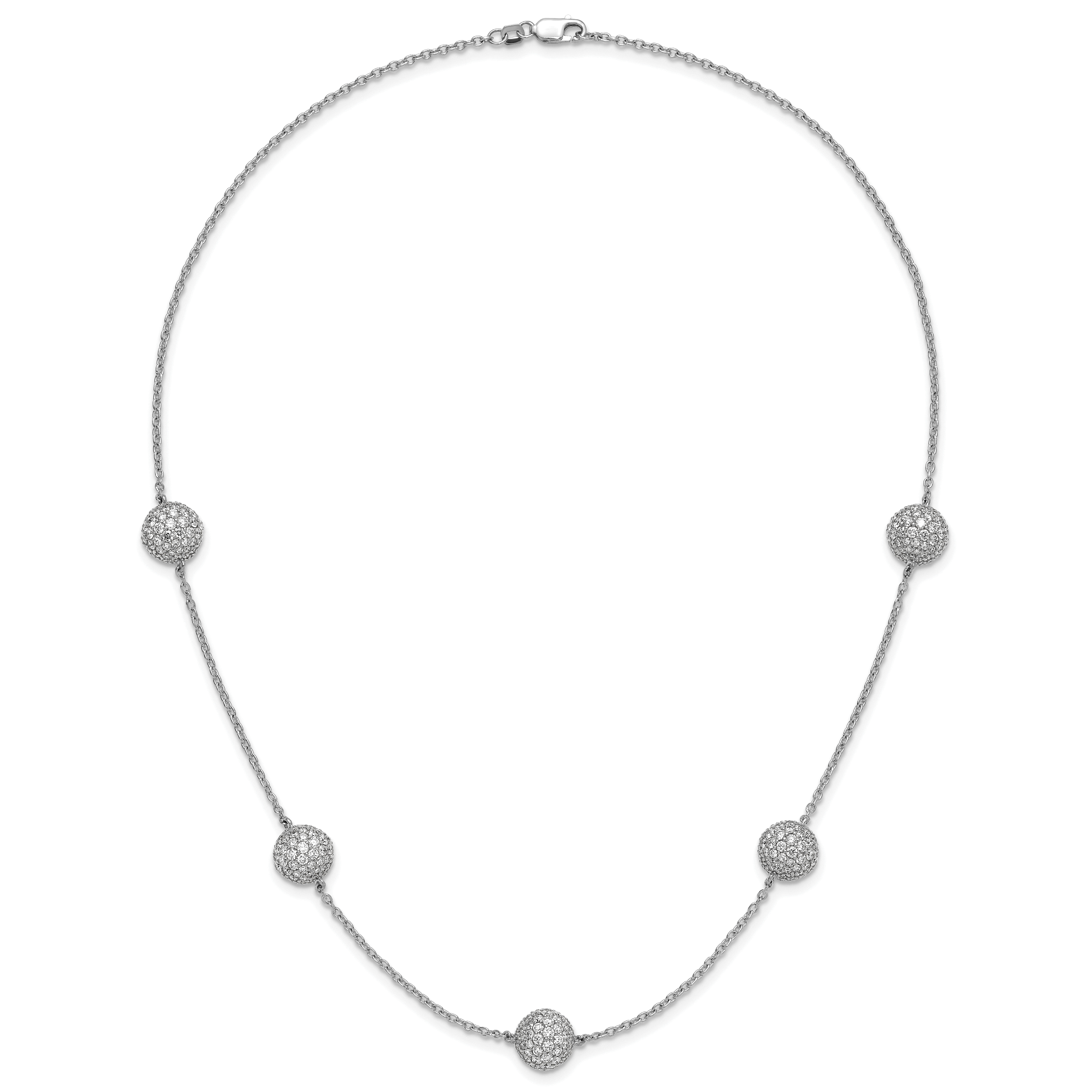 14k White Gold 10 5/8 carat Lab Grown Diamond VS/SI+ G+ Complete 18 inch 10mm Sphere Necklace