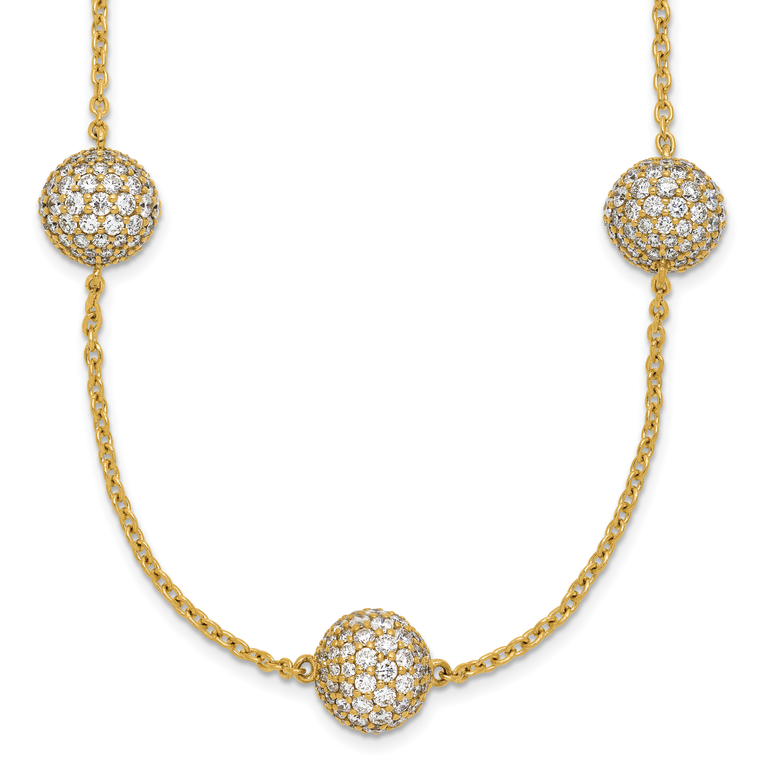 14k 10 5/8 carat Lab Grown Diamond VS/SI+ G+ Complete 18 inch 10mm Sphere Necklace