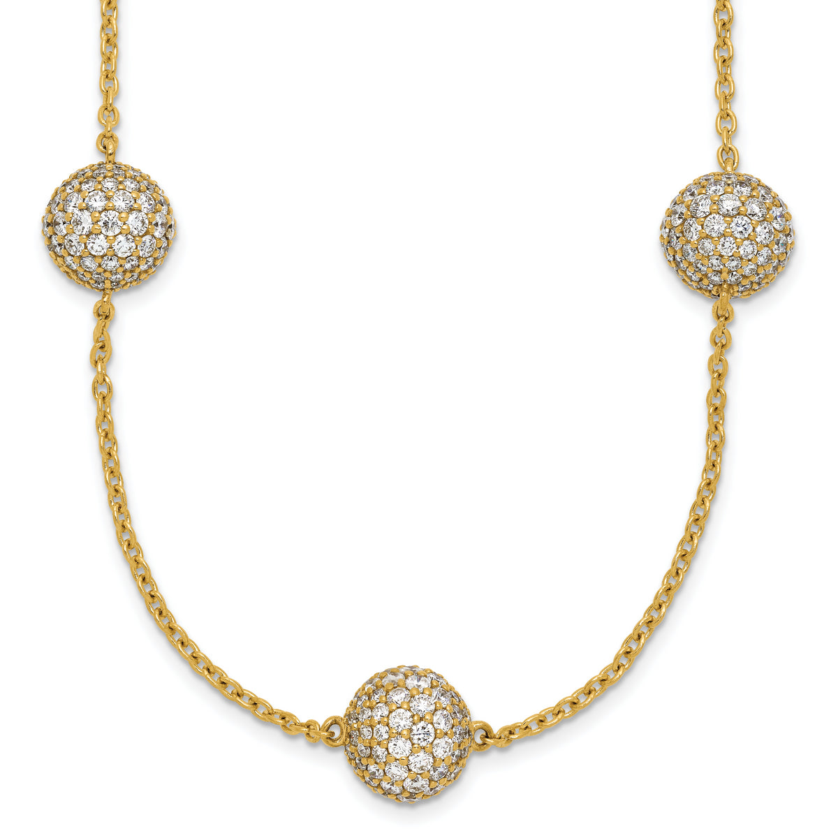 14k 10 5/8 carat Lab Grown Diamond VS/SI+ G+ Complete 18 inch 10mm Sphere Necklace
