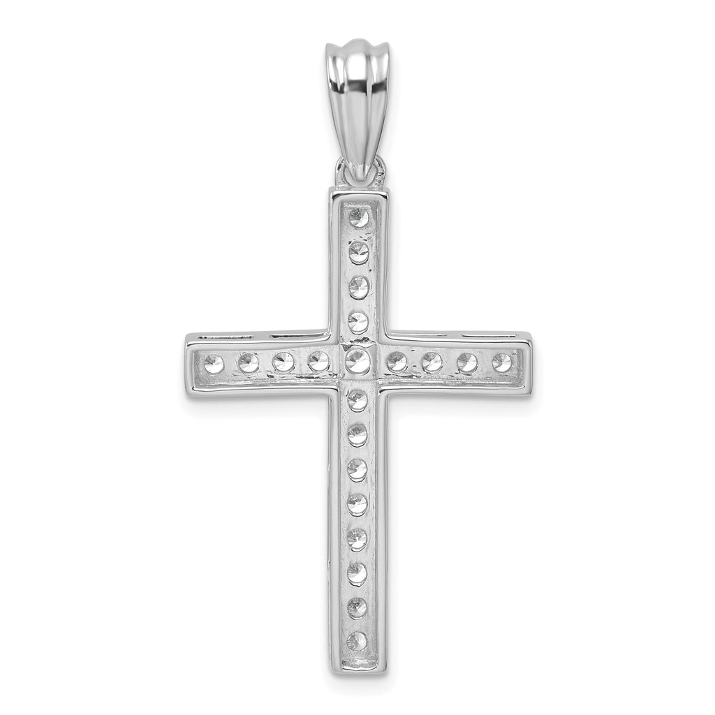 Lab-Grown Diamond Cross Pendant in 14K White Gold, 31mm (3/4 ct. tw.) - Sophia Jewelers