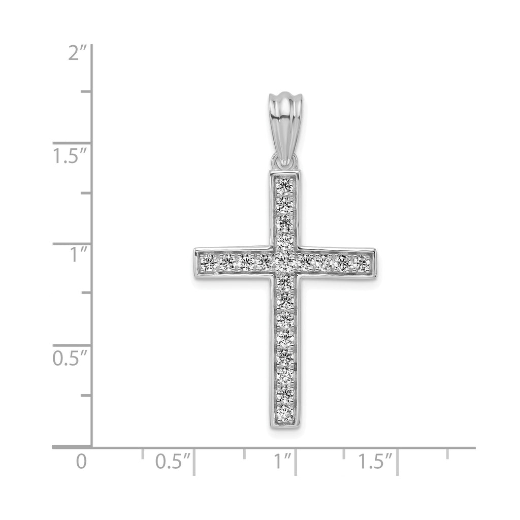 Lab-Grown Diamond Cross Pendant in 14K White Gold, 31mm (3/4 ct. tw.) - Sophia Jewelers