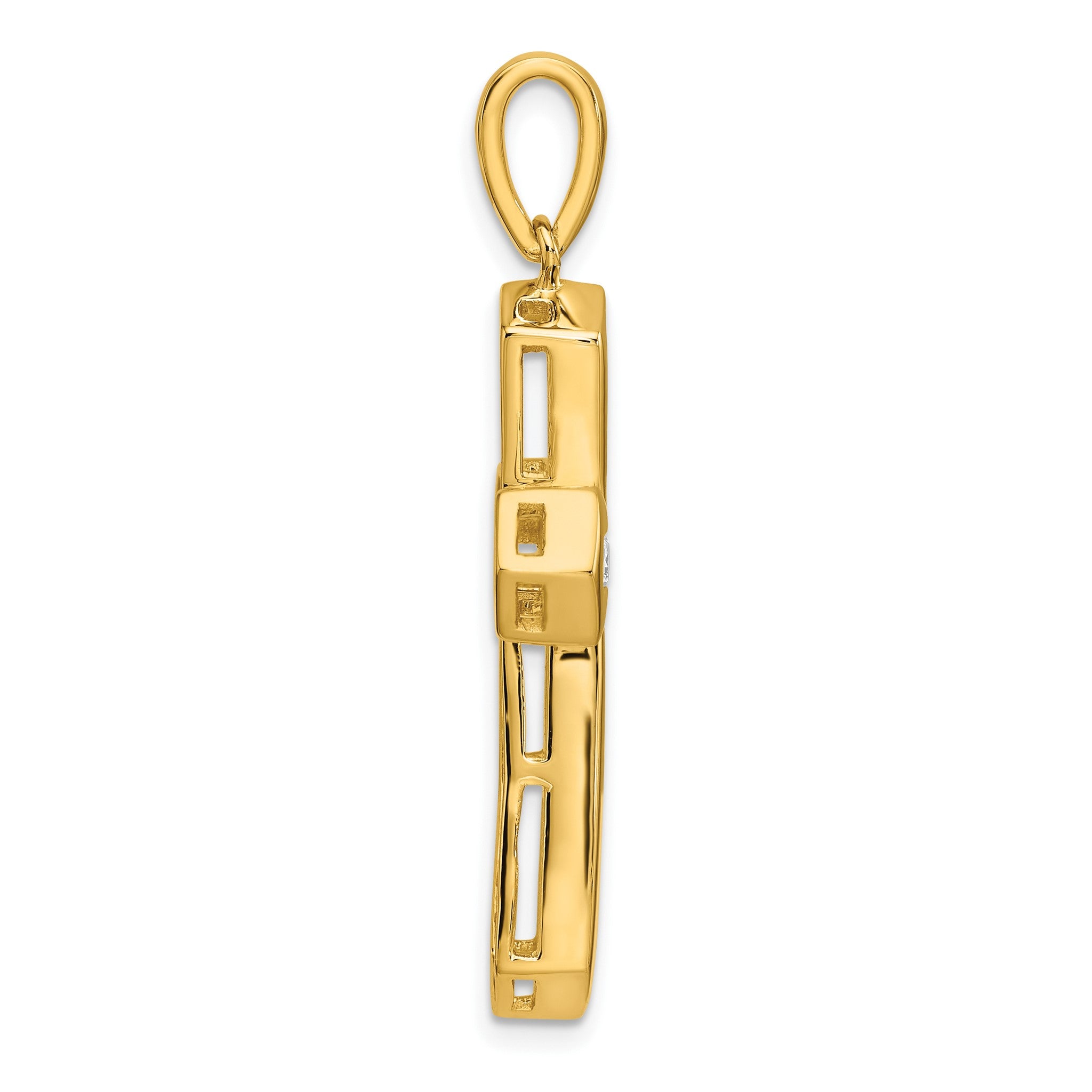 Lab-Grown Diamond Cross Pendant in 14K Yellow Gold, 30mm (1 ct. tw.) Secondary image